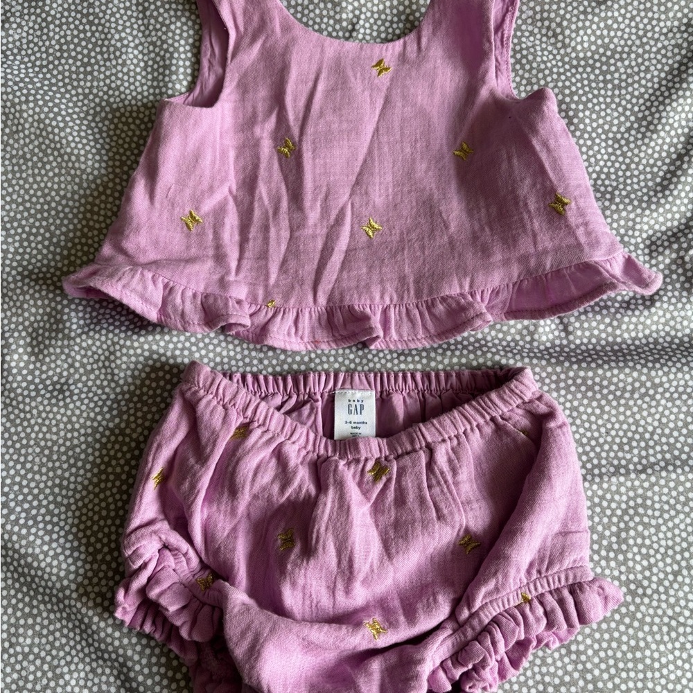 Baby Gap Pink Ruffle Top and Shorts Set